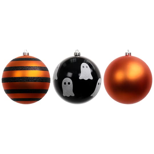 3 Pack 4.72" Orange & Black Halloween Ornaments by Ashland®